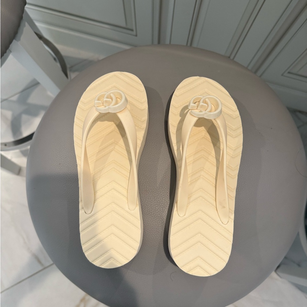 Cream Flip Flops
